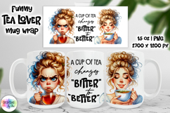 Funny Tea Lover Mug Wrap, Sarcastic Mug Design, Grumpy Face Product Image 1