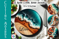 Round Cutting Board PNG, Ocean Resin Wood Designs Product Image 1