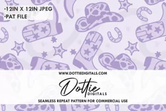 Lilac Cowgirl Seamless Pattern - Digital Paper JPG .PAT file Product Image 1