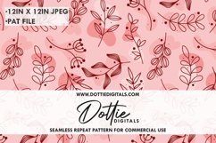 Pink Botanical Leaves Repeat Seamless Pattern - Digital Pape Product Image 1
