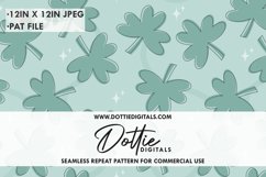 Magical Green Clovers Repeat Tiled Seamless Pattern jpg pat Product Image 1