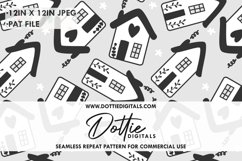 Black Grey Home Sweet Home Repeat Seamless Pattern - Digital Product Image 1