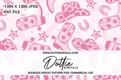 Pink Cowgirl Seamless Pattern - Digital Paper JPG .PAT file Product Image 1