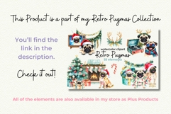 Vintage Christmas Pug Santa Clipart Retro Christmas Dog PNG Product Image 3