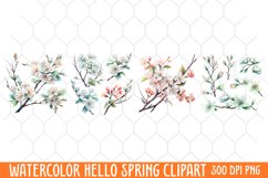 Watercolor Hello Spring Clipart, Hello Spring Clipart Product Image 1