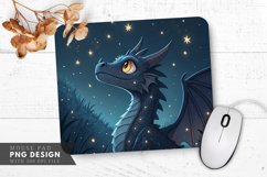 Curious Night Dragon Among Stars Mouse Pad PNG Design Product Image 1