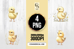 Cute Baby Chick Watercolor Clipart Sublimation PNG Product Image 1