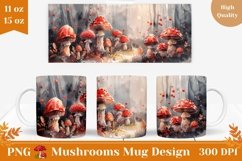 Watercolor Mushrooms Mug Wrap, Watercolor Forest Mug PNG Product Image 1