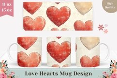 Love Mug Wrap Design, Cartoon Love Hearts Mug Sublimation Product Image 1