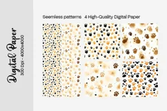 Dog Paw Digital Paper Seamless Scrapbook Paper Product Image 2