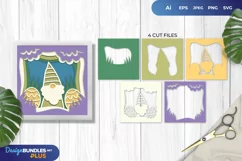 3D Papercut Easter Gnome with Eggs Layered Template Set Product Image 2