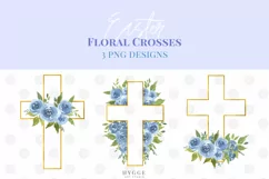 Watercolor Easter Floral Crosses Sublimation PNG Design Product Image 1