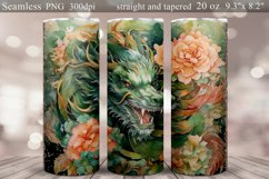 Green Dragon and Flower Glitter Tumbler Sublimation Wrap Product Image 1