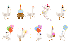 Birthday Cartoon Goose Hand Drawn Vector Illustration Product Image 2
