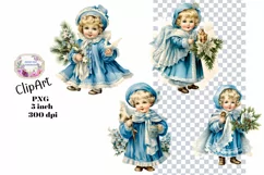 Christmas, Girls, Elements, Clipart, Ephemera, PNG Product Image 1