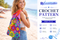 Floral Motif Crochet Tote Bag Pattern PDF Product Image 1