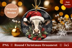 Christmas Product Tag, Christmas Cow Ornament PNG Product Image 1