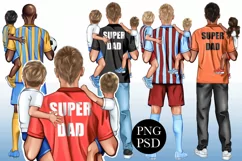 Football soccer clipart father and son daughter Product Image 1