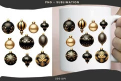 Black Christmas Ball Ornaments, Aesthetic Art Prints Product Image 2