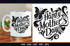Happy mother's day with heart and butterfly SVG Product Image 1