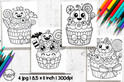 Cute Halloween cupcakes coloring pages Product Image 1