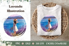 Watercolor Lavanda Illustration, Cartoon Flowers PNG Product Image 1