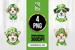 Cute Shamrock Hat Dog Clipart Sublimation PNG Product Image 1