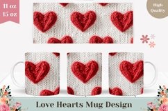 Embroidery Love Mug Wrap, Red Love Hearts Mug Sublimation Product Image 1