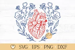 Anatomical Heart and Flowers svg, Floral heart, Human heart Product Image 1