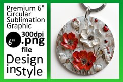 3D Floral Circle Sublimation: Keychain &amp; Car Coaster Product Image 1