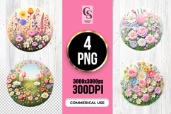 Spring Meadow Floral Circle Garden Sublimation PNG Product Image 1