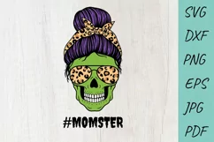 Halloween svg, Mom life svg, Momster svg, Mom Messy Bun svg Product Image 1