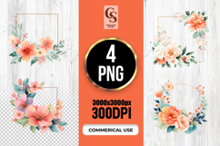 Watercolor Floral Frames Clipart Sublimation PNG Product Image 1