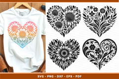 Sunflower Heart SVG, Floral Heart SVG, Boho Flowers Hearts Product Image 2