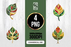 Watercolor Kwanzaa Leaf Clipart PNG Product Image 1