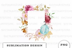 Watercolor Autumn Pumpkins frame png Product Image 1