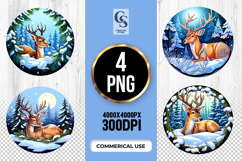 Majestic Deer Forest Winter Clipart Sublimation PNG Product Image 1