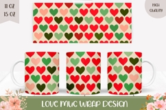 Colorful Hearts Coffee Mug Wrap, Love Heart Mug Design Product Image 1