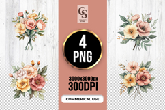 Watercolor Floral Bouquet Clipart Sublimation PNG Product Image 1