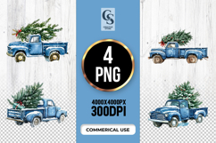 Blue Vintage Truck Clipart Sublimation PNG Product Image 1