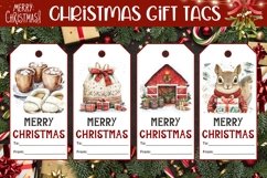 Watercolor Christmas Gift Tag Design, Christmas Printable Product Image 1