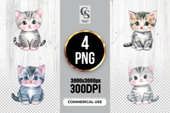 Cute Kitten Watercolor Clipart Sublimation PNG Product Image 1