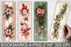 Christmas Pink Floral Bookmarks Printable Product Image 1