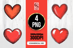 Hand Drawn Red Sketch Heart Clipart Sublimation PNG Product Image 1