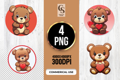 Cute Teddy Bear Heart Clipart Sublimation PNG Product Image 1