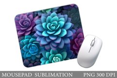 Succulents Mouse Pad. Floral Mouse Pad Sublimation Product Image 1