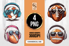 Cool Sports Ball Clipart Sublimation PNG Product Image 1