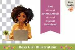 Boss Lady Illustration, Girl with Laptop, Business Woman Product Image 1