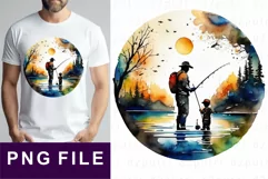Fathers Day Sublimation, Dad and Son Fishing Shirt Designs Product Image 1