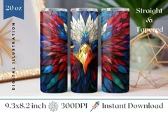 Patriotic Tumbler Wrap, Stained Glass Eagle Tumbler Design Product Image 1